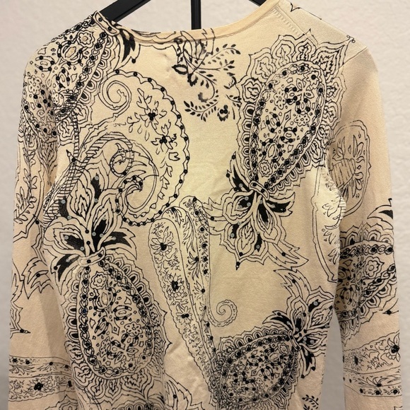 Chico’s Silk Blend Paisley Cardigan Sweater Sequined, Size 0 (S/Small) - Picture 5 of 6